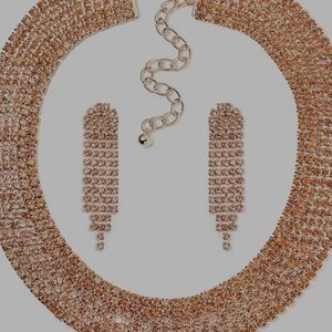 Radiant Peach Gold Necklace and Earring Set